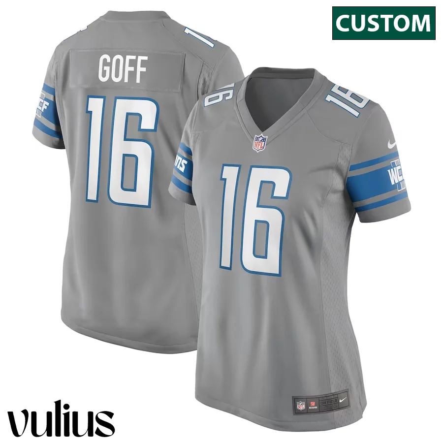 Custom Lions Jersey, Sliver Woman's, Alternate Game Custom Jersey -