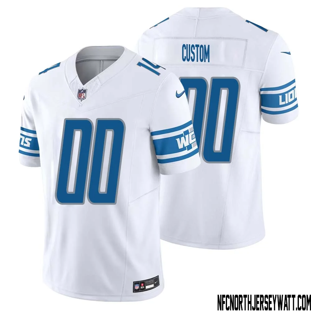 Men Custom Brown White Detroit Lions Vapor F.U.S.E. Limited Jersey -