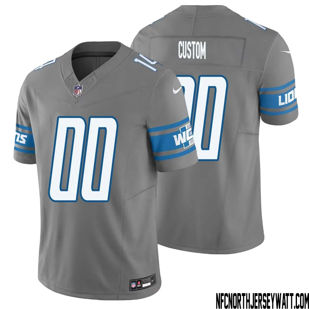 Men Custom Detroit Lions Vapor F.U.S.E. Limited Jersey - Silver -