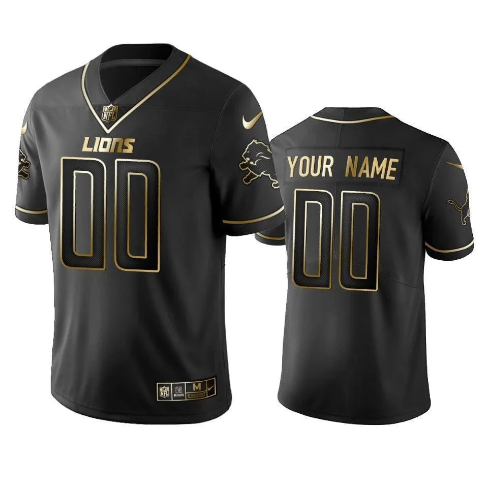 Men's 2019 Detroit Lions Custom Black Golden Edition Vapor Untouchable Limited Jersey -