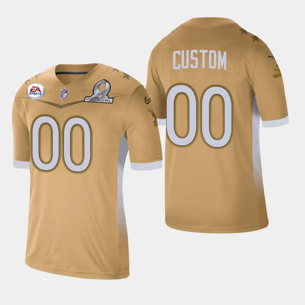 Men's Detroit Lions #00 Custom 2021 NFC Pro Bowl Game Jersey - Gold -