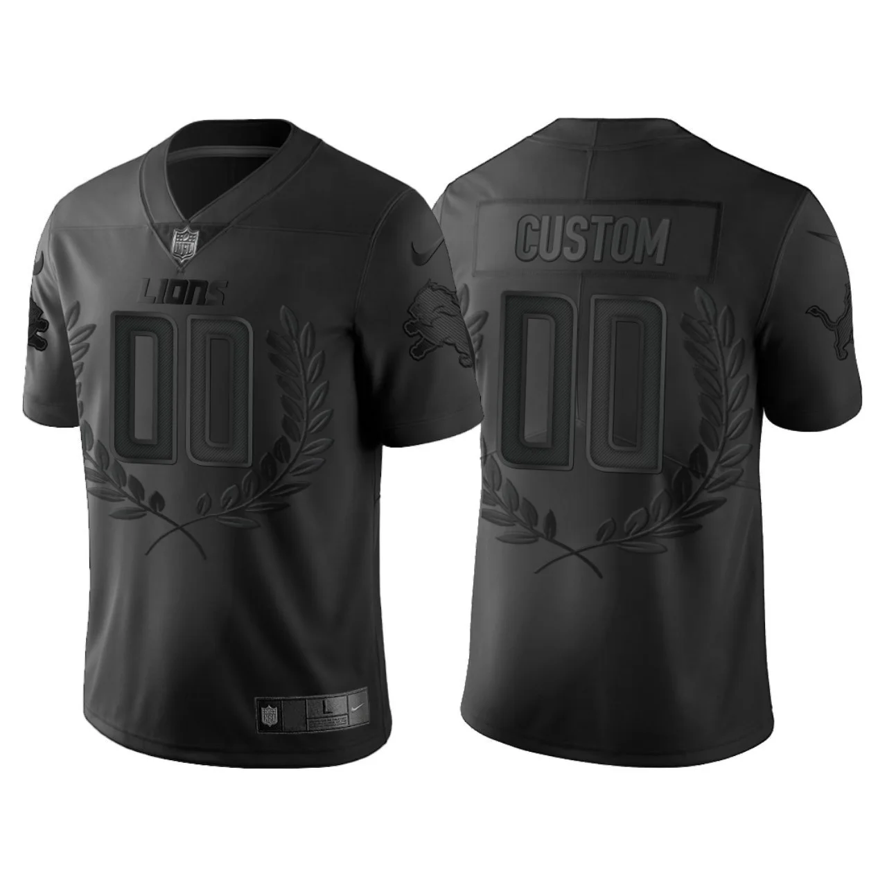 Men's Detroit Lions #00 Custom Black Vapor Limited Jersey -