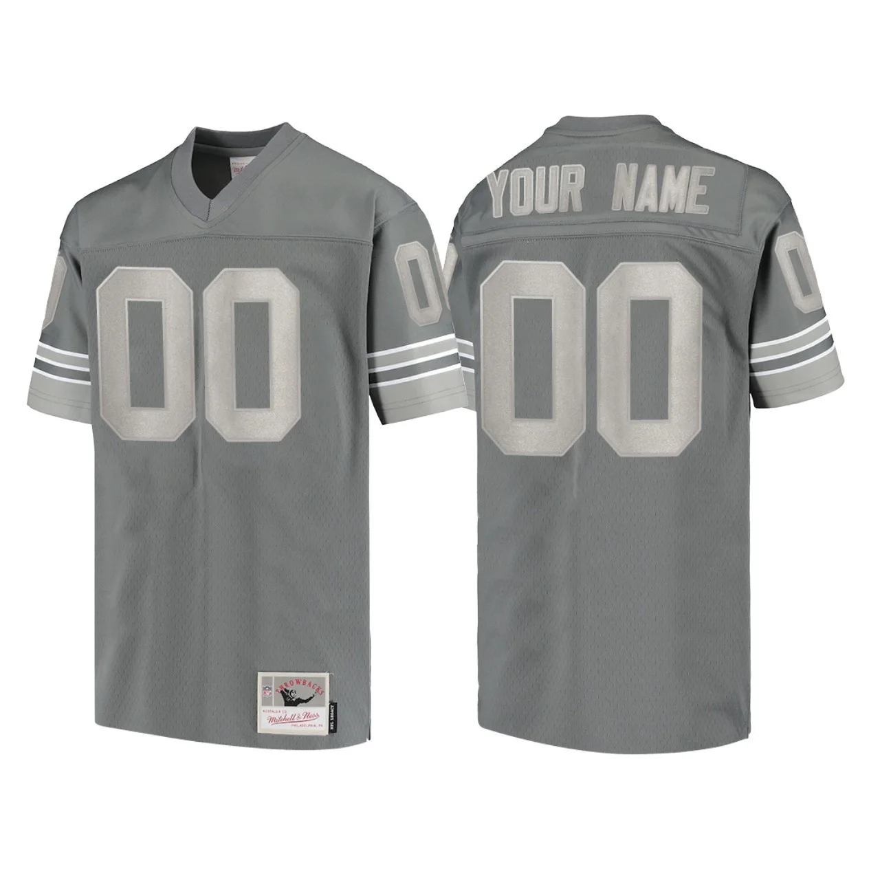 Men's Detroit Lions #00 Custom Metal  Jersey - Charcoal