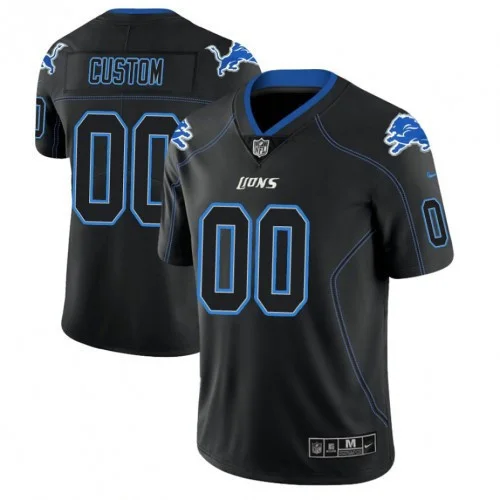 Men's Detroit Lions 2018 Lights Out Color Rush Limited Black Customized Jersey -
