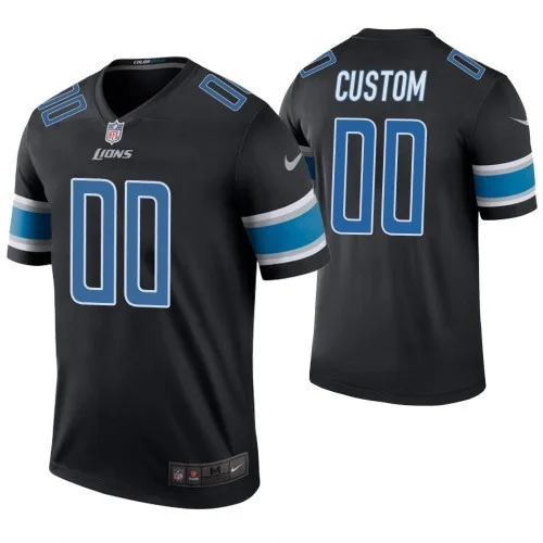 Men's Detroit Lions Black Color Rush Legend Customized Jersey -