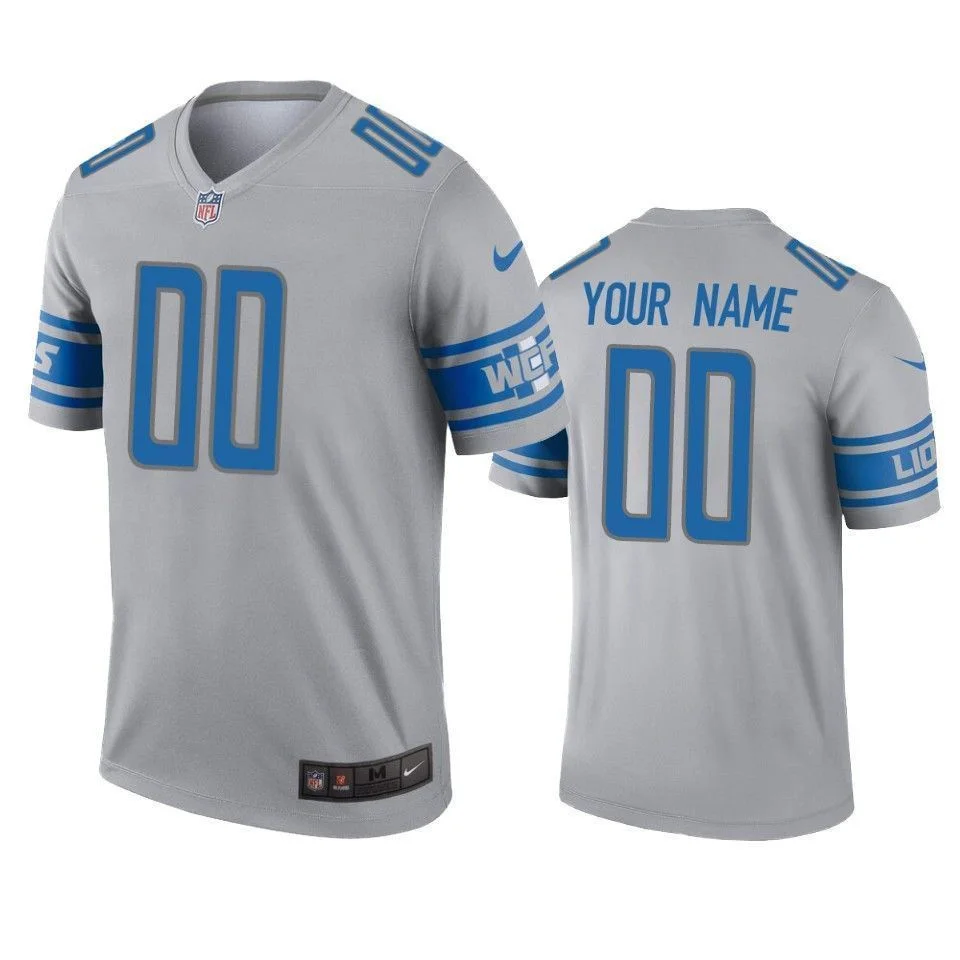 Men's Detroit Lions Custom Gray Inverted Legend Jersey -