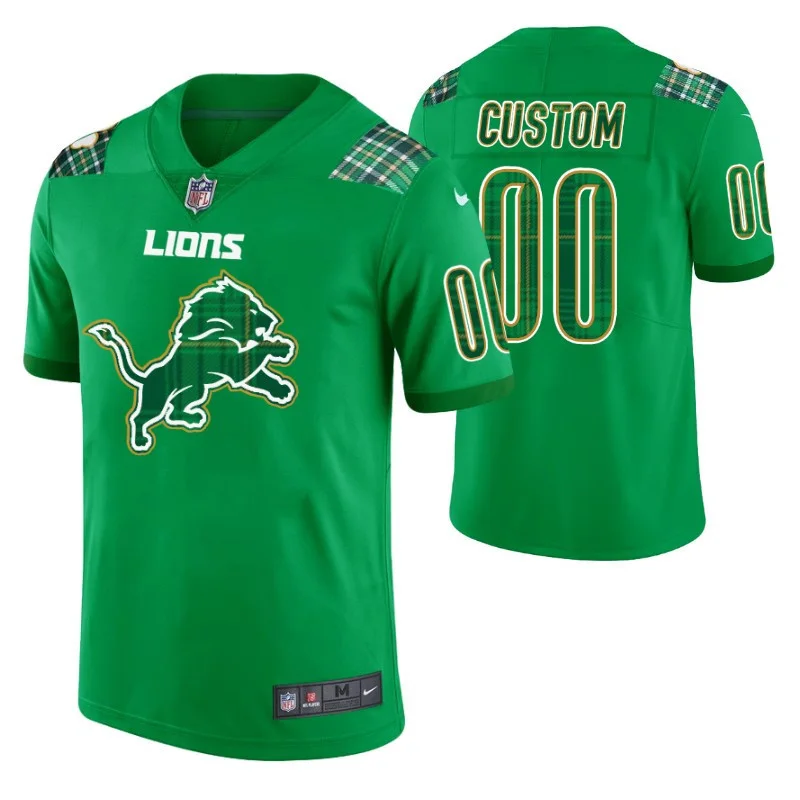 Men's - Detroit Lions Custom Kelly Green St. Patrick's Day Jersey -