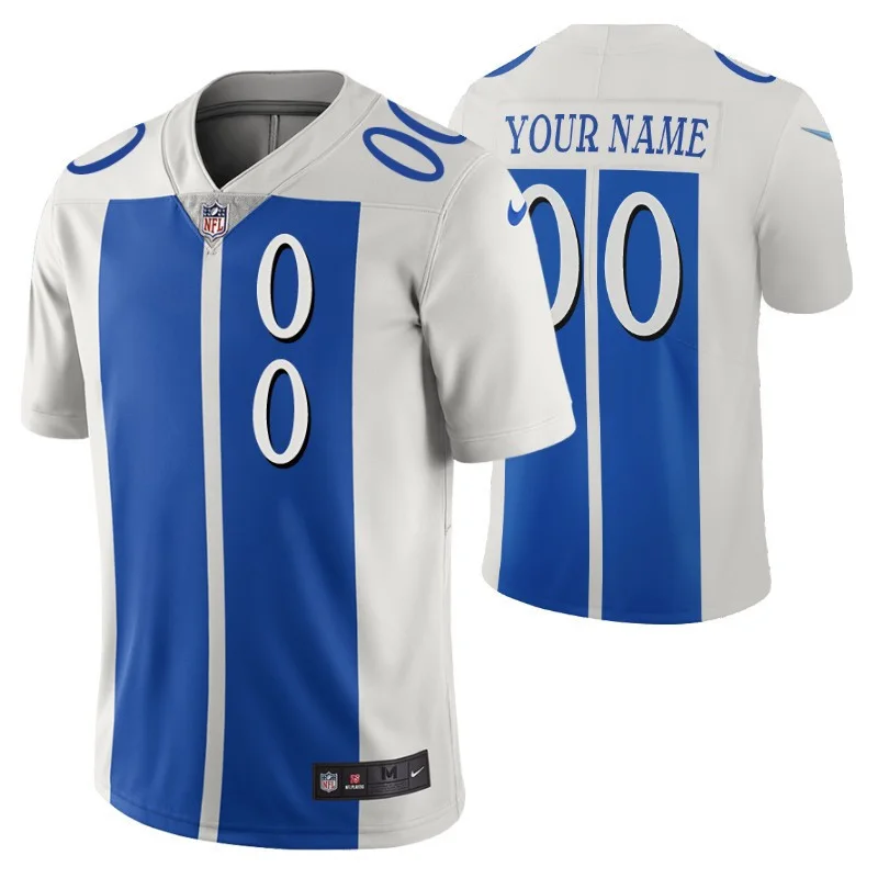 Men's Detroit Lions Custom White Blue City Edition Vapor Limited Jersey -