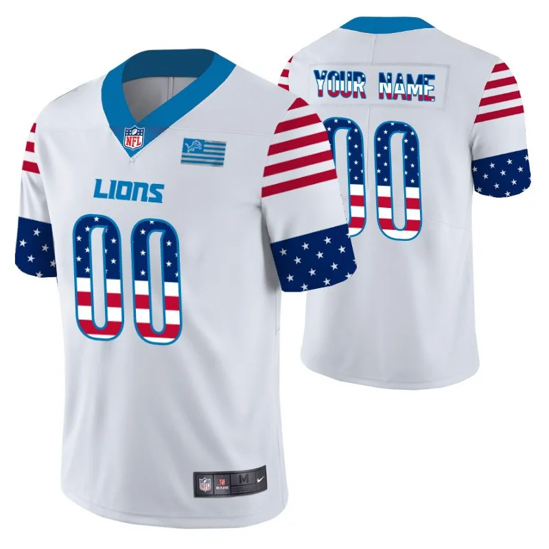 Men's Detroit Lions Custom White Independence Day Vapor Limited Jersey -