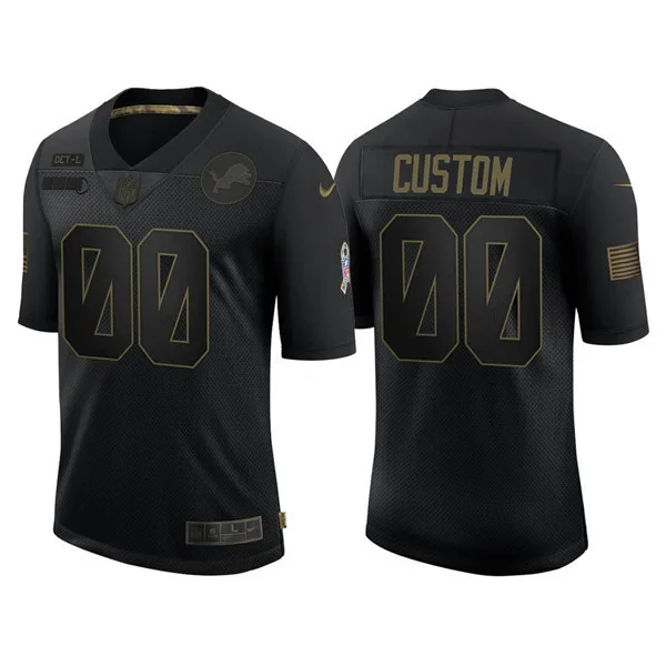 Men's Detroit Lions Customized 2020 Black Salute To Service Limited Stitched Jersey -