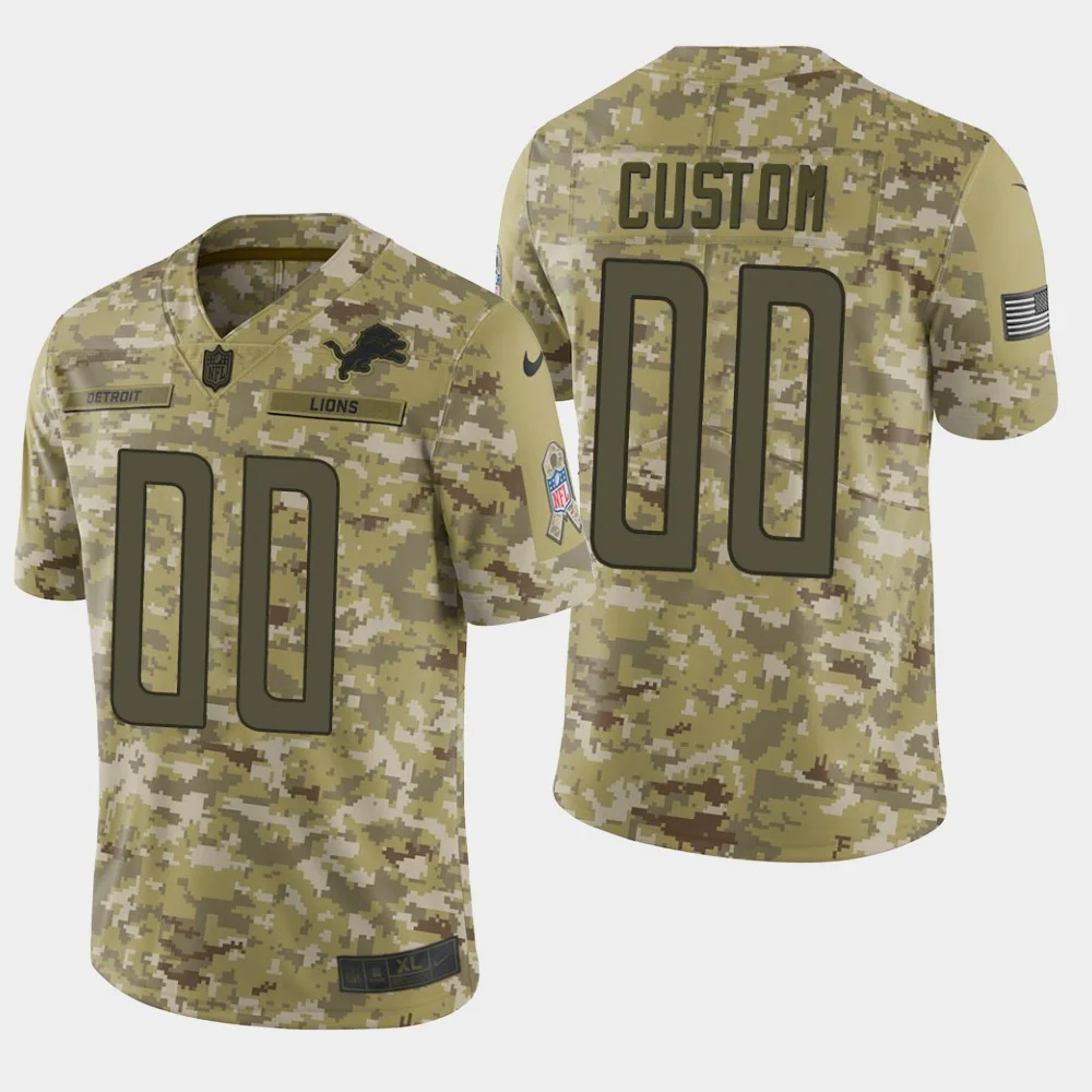 Men's Detroit Lions Customized Camo Salute To Service Stitched Limited Jersey -