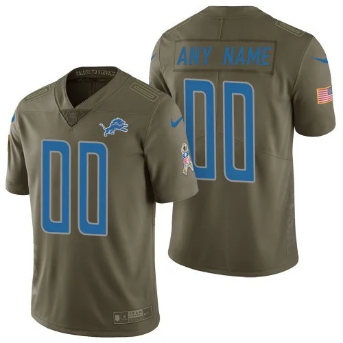 Men's Detroit Lions Olive 2017 Salute to Service Limited Customized Jersey -