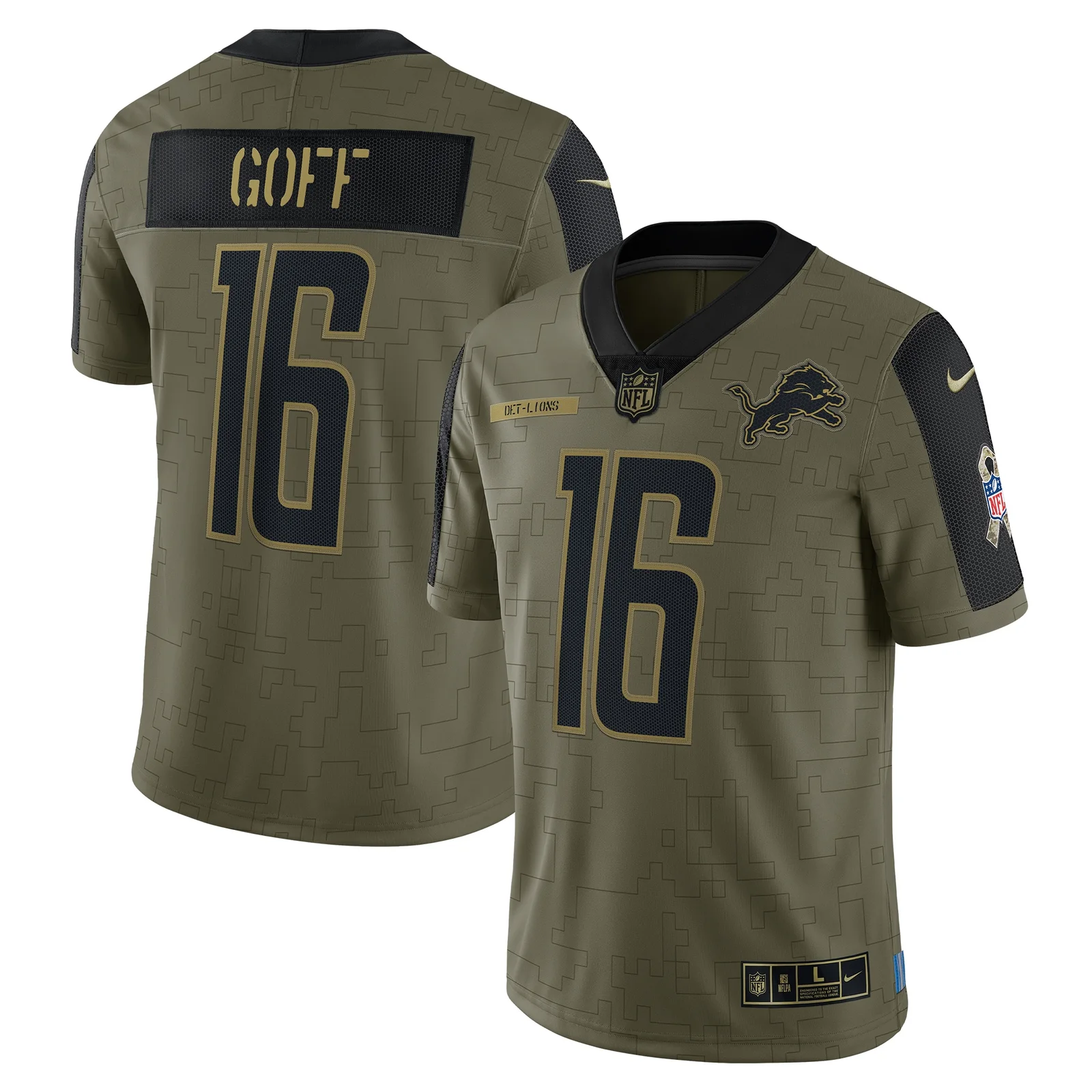 Men's Jared Goff Detroit Lions 2021 Salute To Service Limited Player Jersey - Olive -