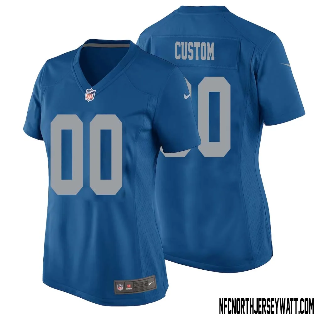 Woman Custom Blue Detroit Lions 2017 Throwback Retired Player Game Jersey -
