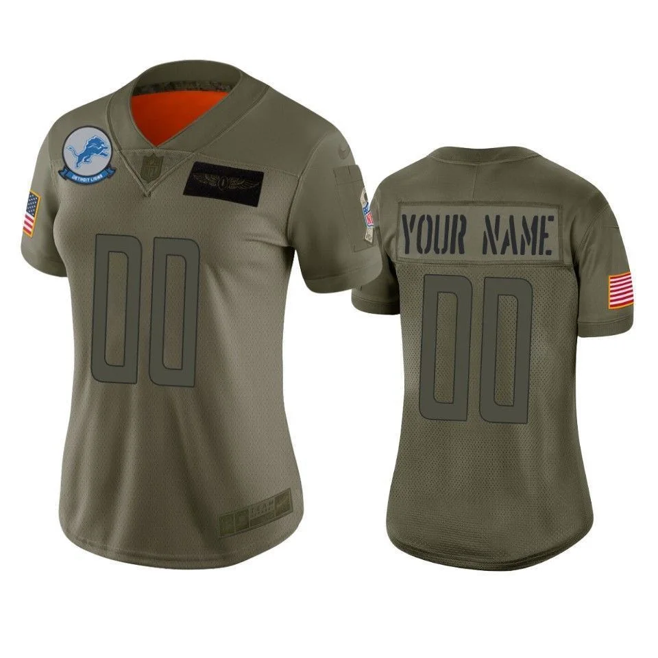 Woman's Detroit Lions Custom Camo 2019 Salute to Service Limited Jersey -