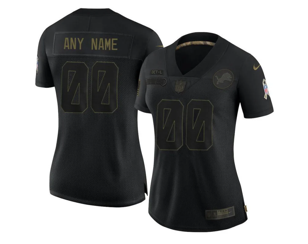 Woman's Detroit Lions Custom Limited Black 2020 Salute To Service Jersey -