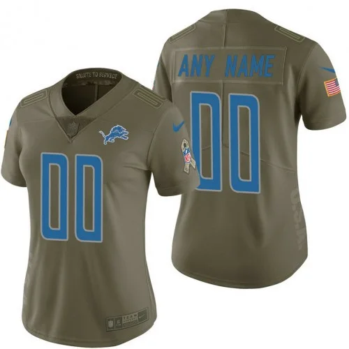 Woman's Detroit Lions Olive 2017 Salute to Service Limited Customized Jersey -