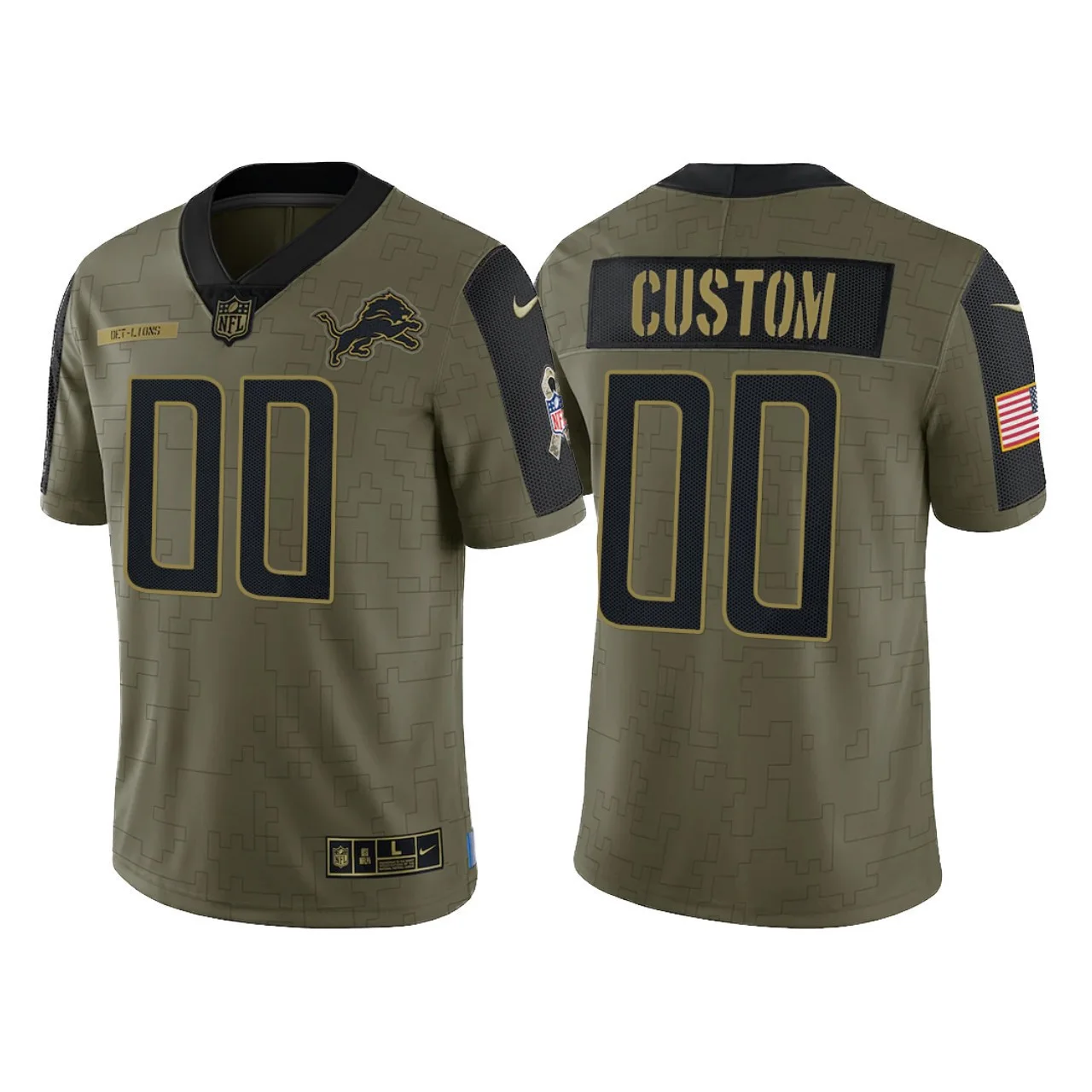Youth's Custom Detroit Lions 2021 Salute To Service Limited Jersey - Olive -