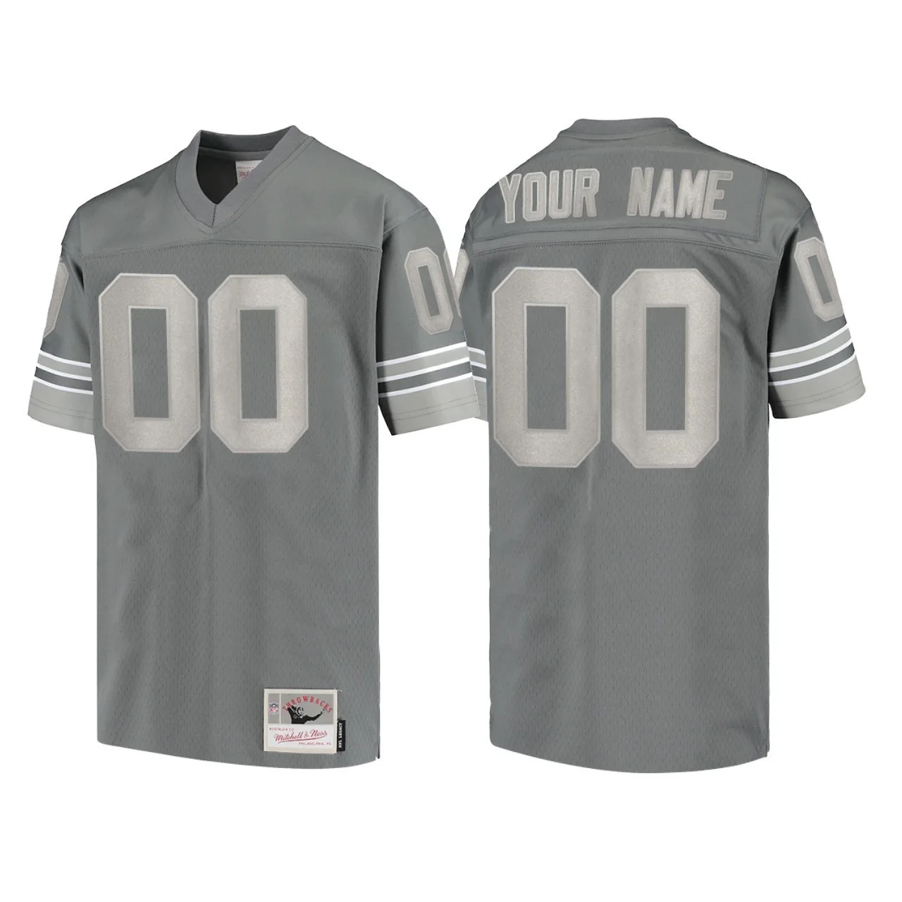 Youth's Detroit Lions #00 Custom Metal  Jersey - Charcoal