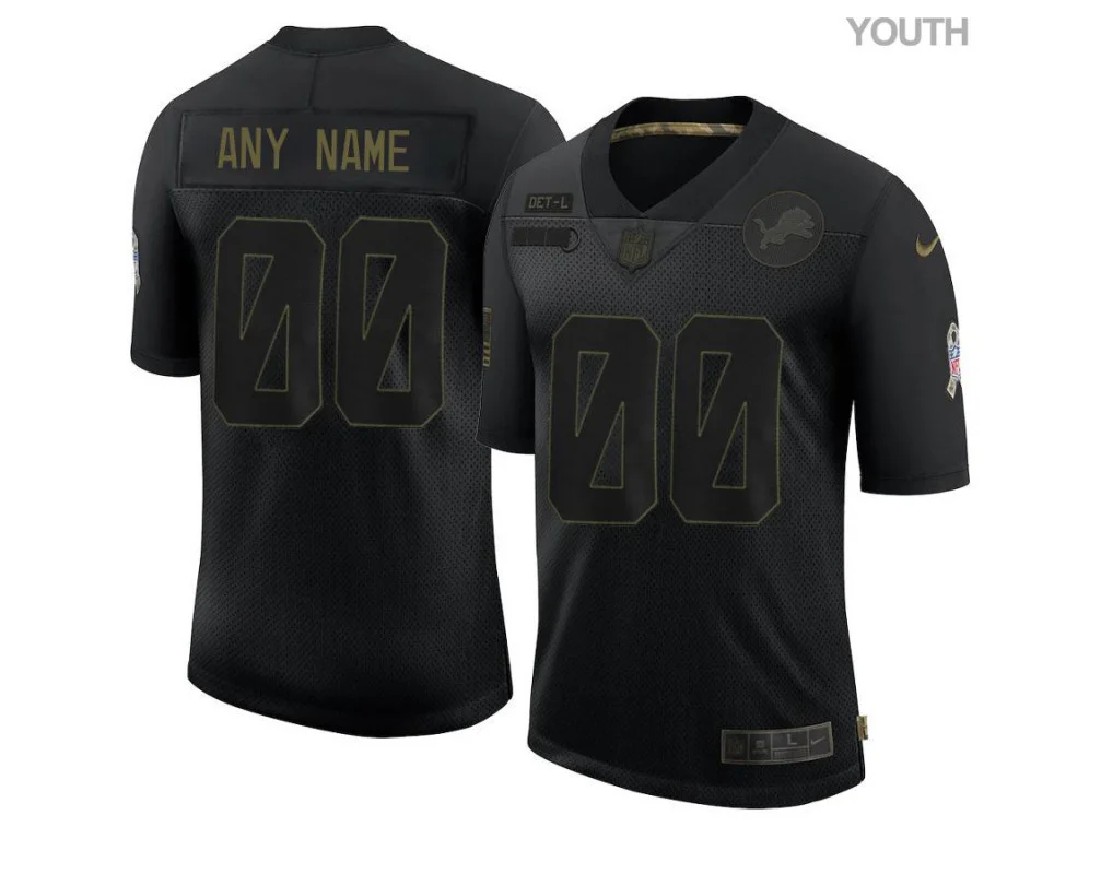 Youth's Detroit Lions Custom Limited Black 2020 Salute To Service Jersey -