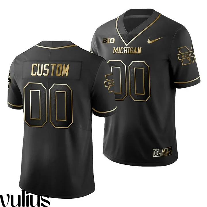 Custom Michigan Jerseys, Black Men's, College Football Golden Edition Limited Jersey -
