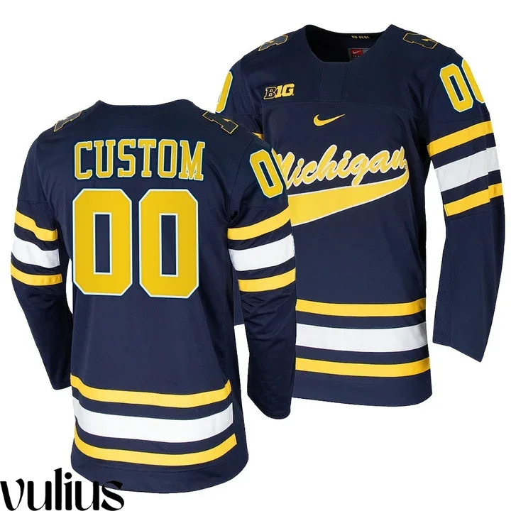 Custom Michigan Jerseys, Navy Men's, College Hockey Jersey