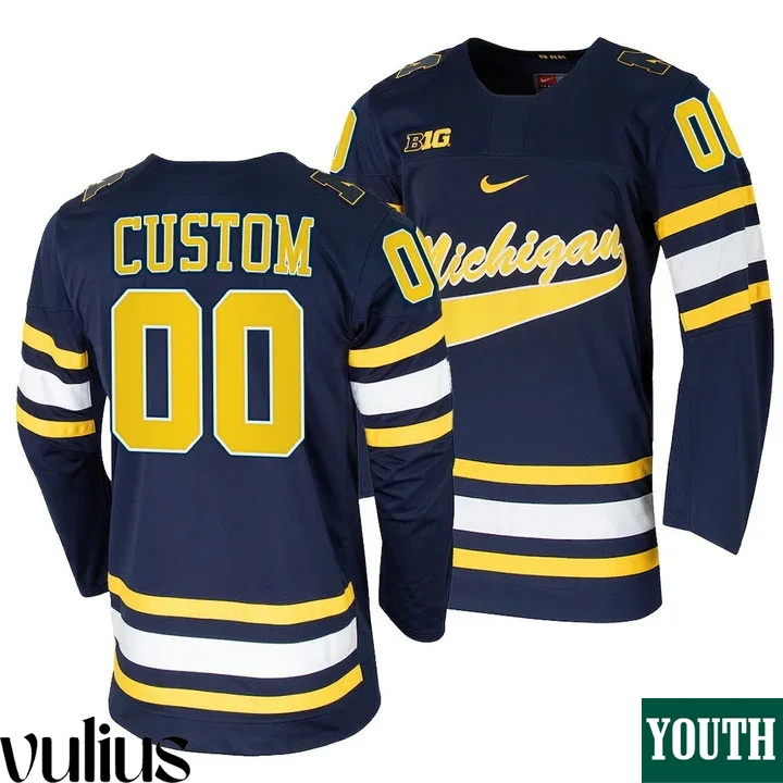 Custom Michigan Jerseys, Navy Youth's, College Hockey Jersey
