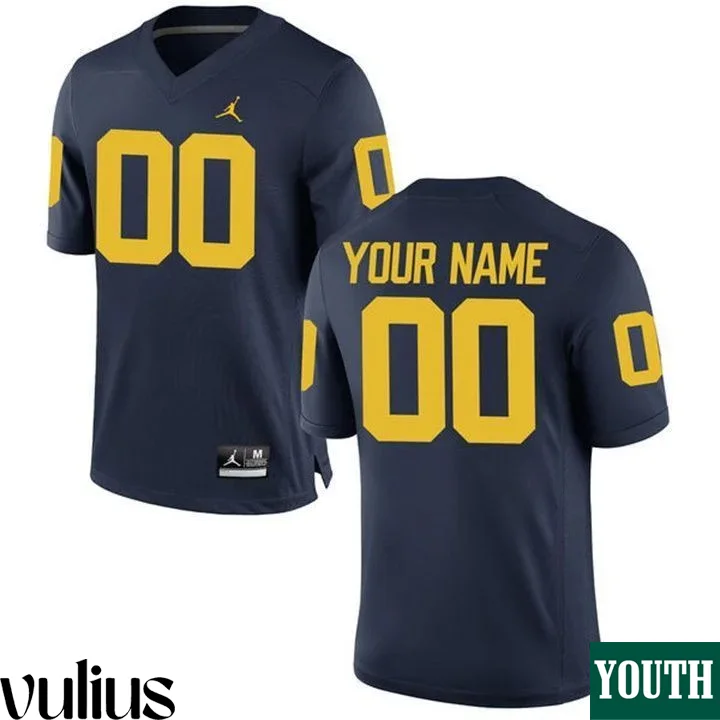Custom Michigan Jerseys, Navy Youth's, Custom Game Jersey -