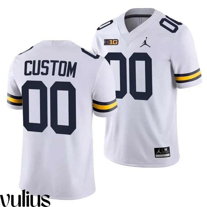 Custom Michigan Jerseys, White Men's, 2021-22 College Football Game Jersey -