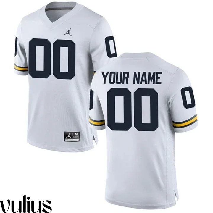 Custom Michigan Jerseys, White Men's, Custom Game Jersey -