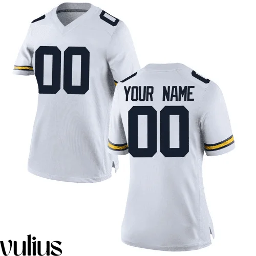 Custom Michigan Jerseys, White Woman's, Custom Game Jersey -