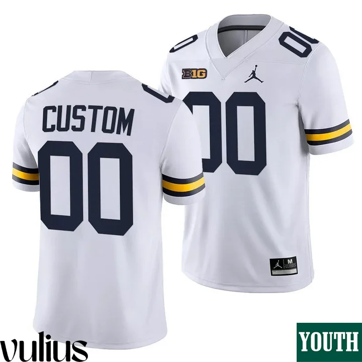 Custom Michigan Jerseys, White Youth's, 2021-22 College Football Game Jersey -