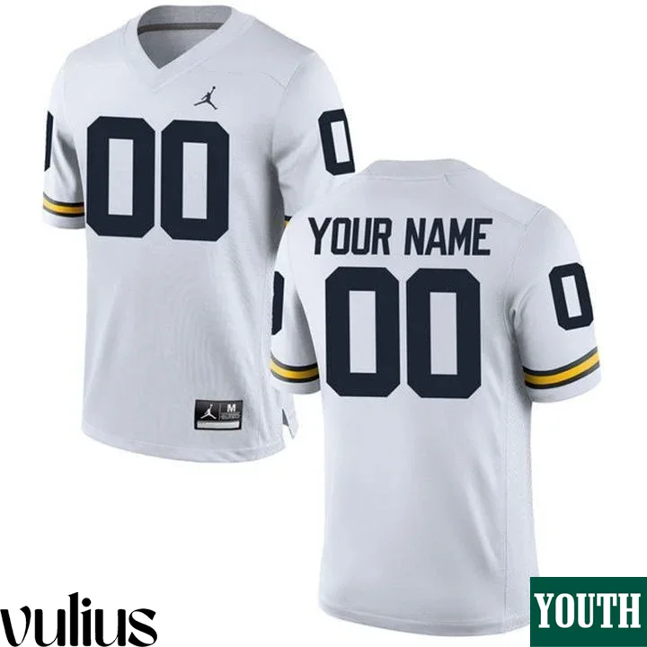 Custom Michigan Jerseys, White Youth's, Custom Game Jersey -