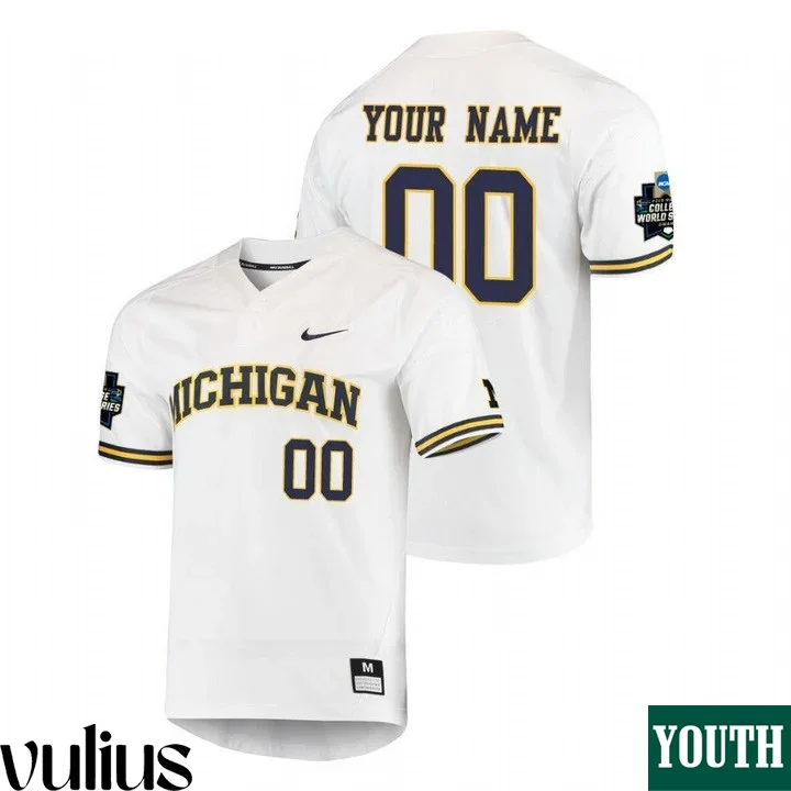 Custom Michigan Jerseys, White Youth's, World Series Jersey -