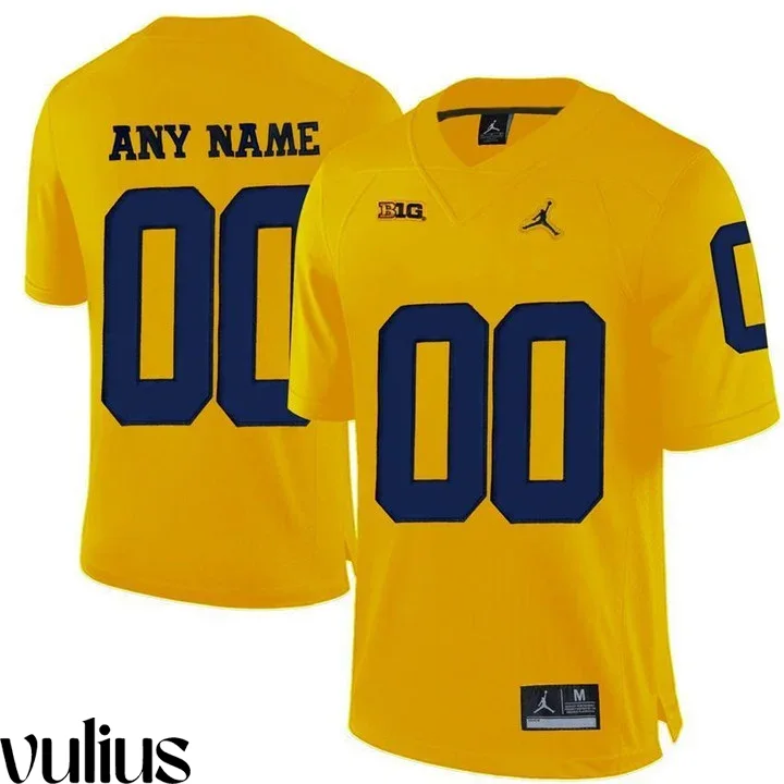 Custom Michigan Jerseys, Yellow Men's, College Limited Football Customized Jersey -
