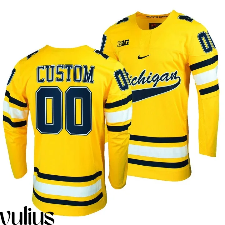 Custom Michigan Jerseys, Yellow Men's, Maize College Hockey Jersey