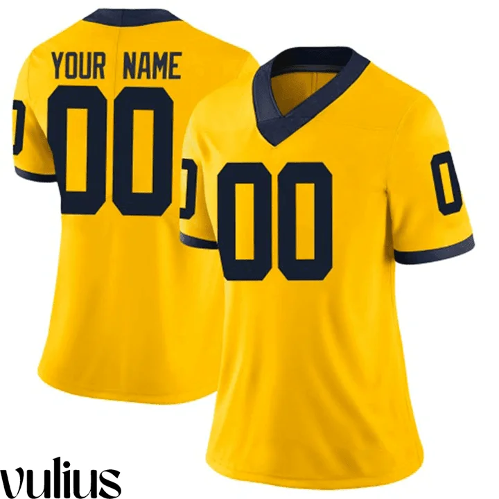 Custom Michigan Jerseys, Yellow Woman's, Football College Jersey -