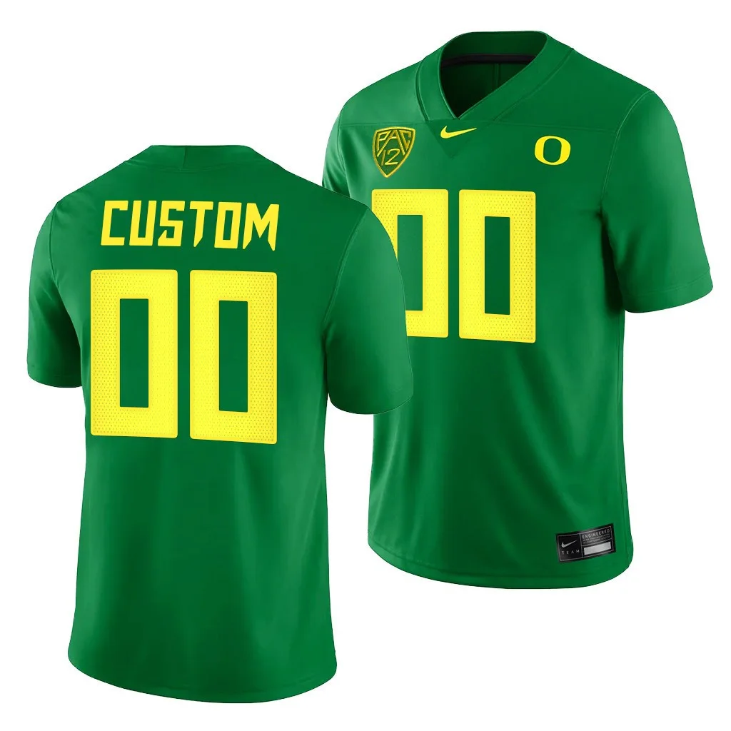 Men's Oregon Ducks Custom 00 Green 2021-22 College Football Game Jersey -