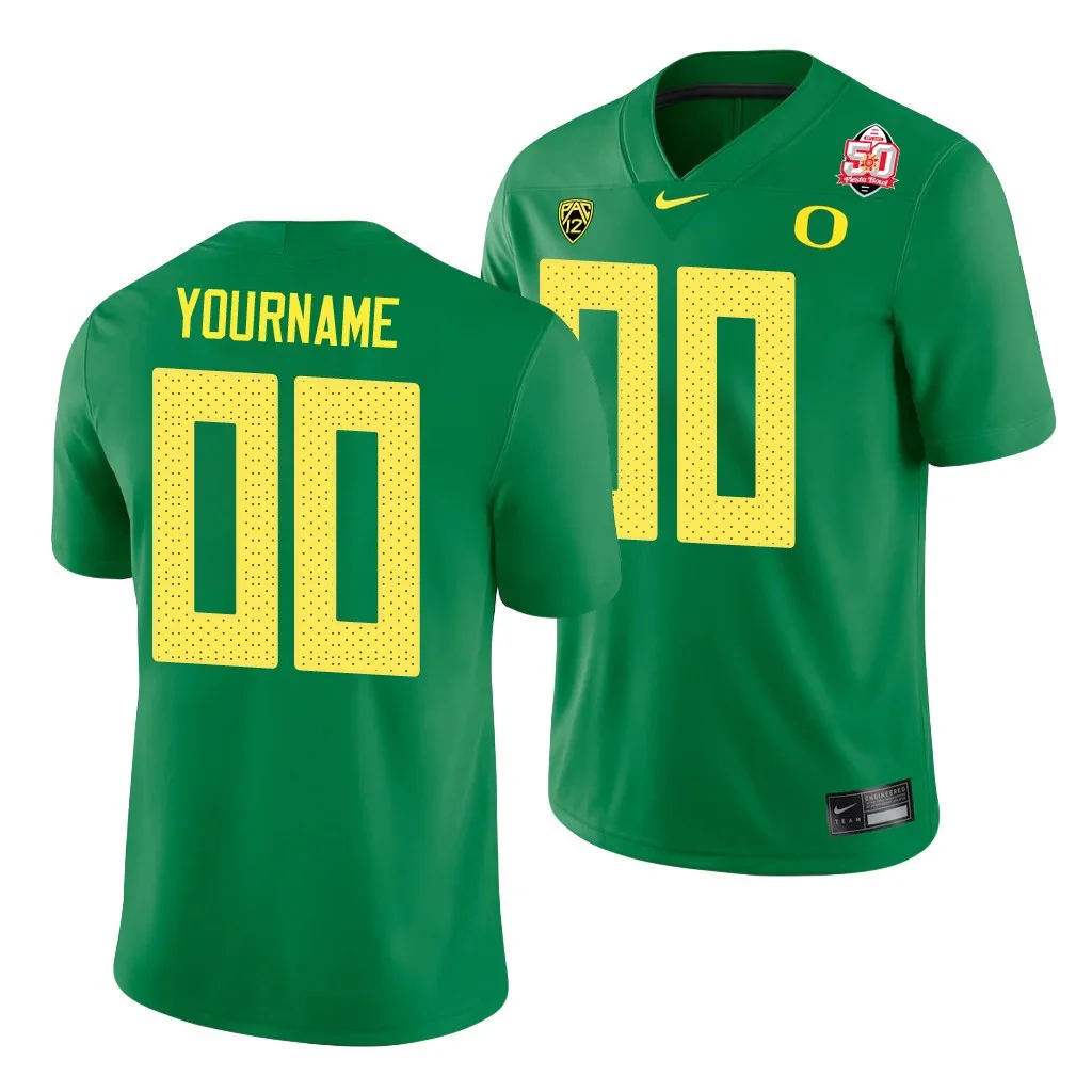 Men's  Oregon Ducks Custom Green 2021 Fiesta Bowl Game Jersey - -