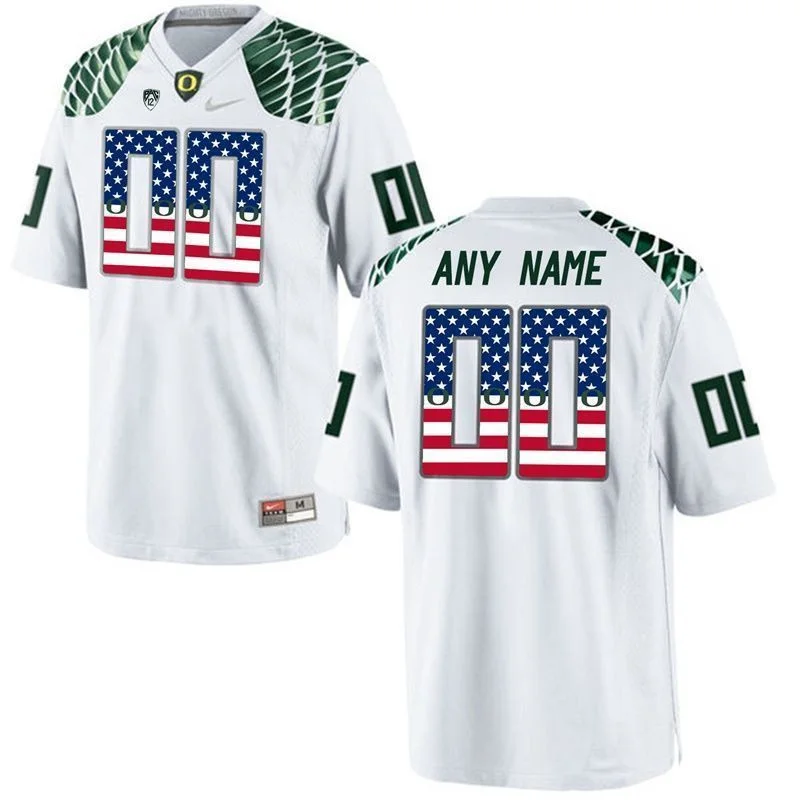 Men's   Oregon Ducks White Custom College Football Limited Jersey -