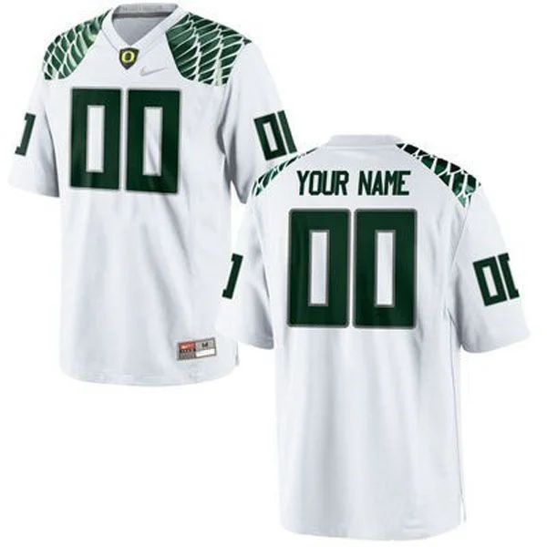 Men's   Oregon Ducks White Customized Football Jersey -