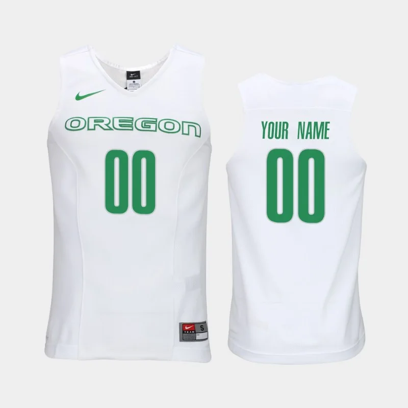 Men's  Oregon Ducks White Elite Performance Custom Jersey - -