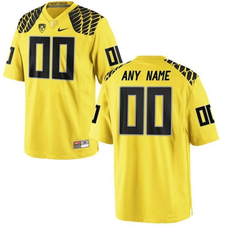 Men's   Oregon Ducks Yellow Custom Jersey -