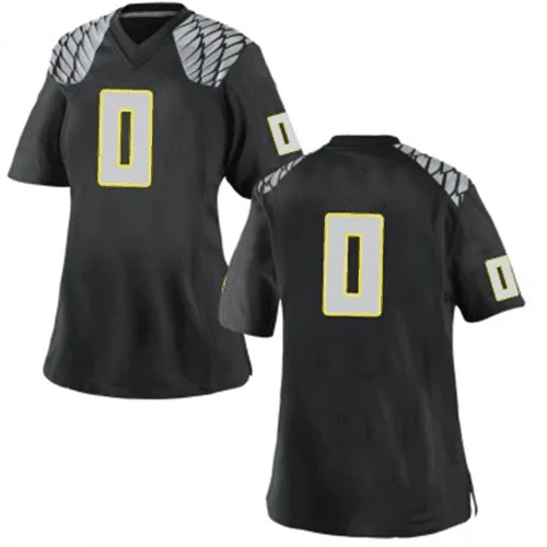 Woman's   Oregon Ducks Black Customized Football Jersey -