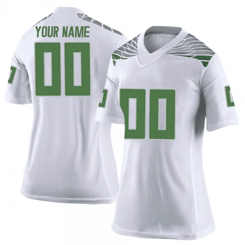 Woman's   Oregon Ducks White Customized Football Jersey -