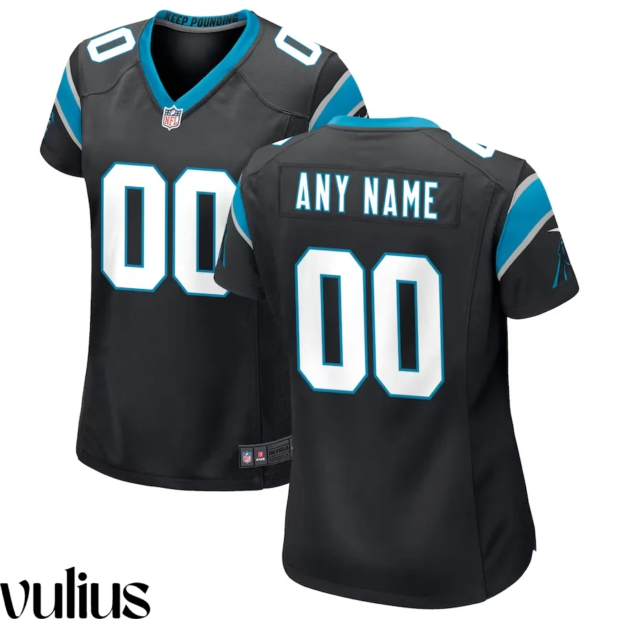 Custom Panthers Jersey, Black Woman's, Home Custom Game Jersey -