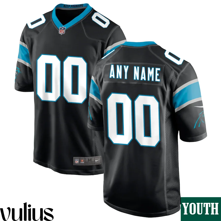 Custom Panthers Jersey, Black Youth's, Home Custom Game Jersey -