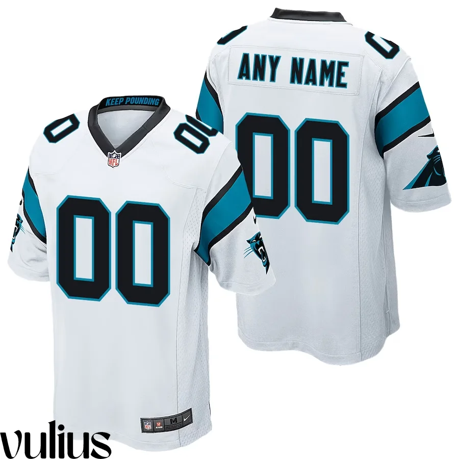 Custom Panthers Jersey, White Men's, Road Custom Game Jersey -