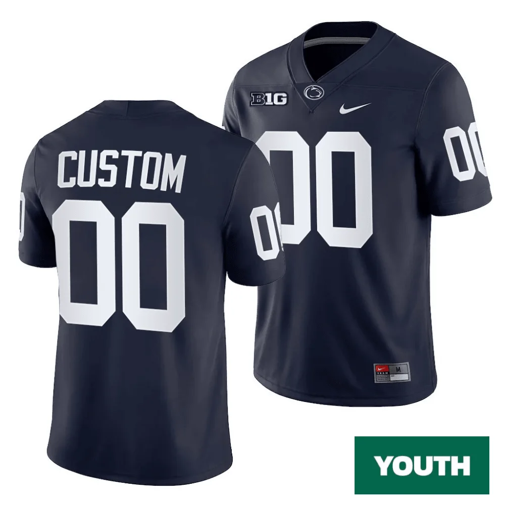 Custom Penn State Jerseys for Youth's Penn State Nittany Lions Custom 00 Navy 2021-22 College Football Game Jersey -