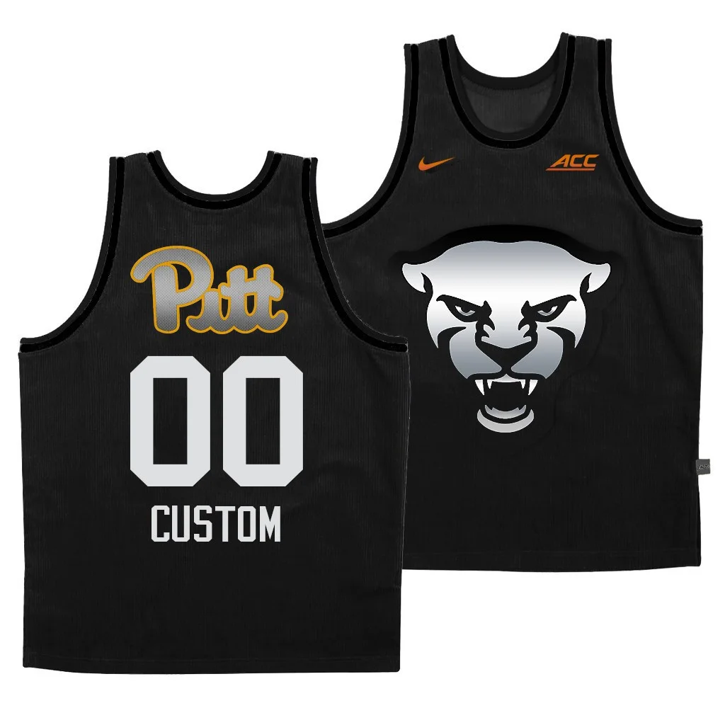 Custom Pitt Football Jersey for Men Pitt Panthers Custom Gray 2020-21 Steel City Panther Face Jersey -